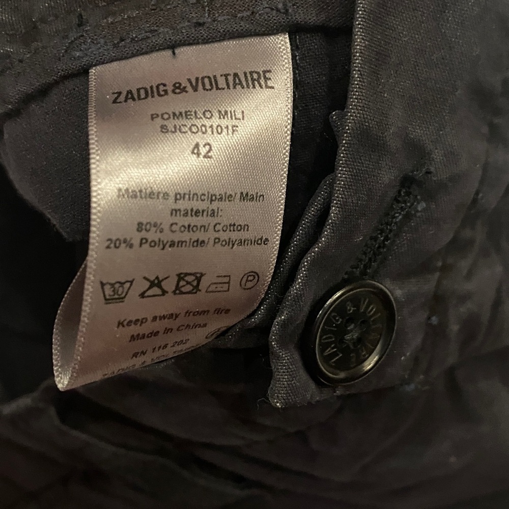 🌸ZADIG & VOLTAIRE Pomelo Mili Cotton Pant in Navy Size 40 - Picture 8 of 9